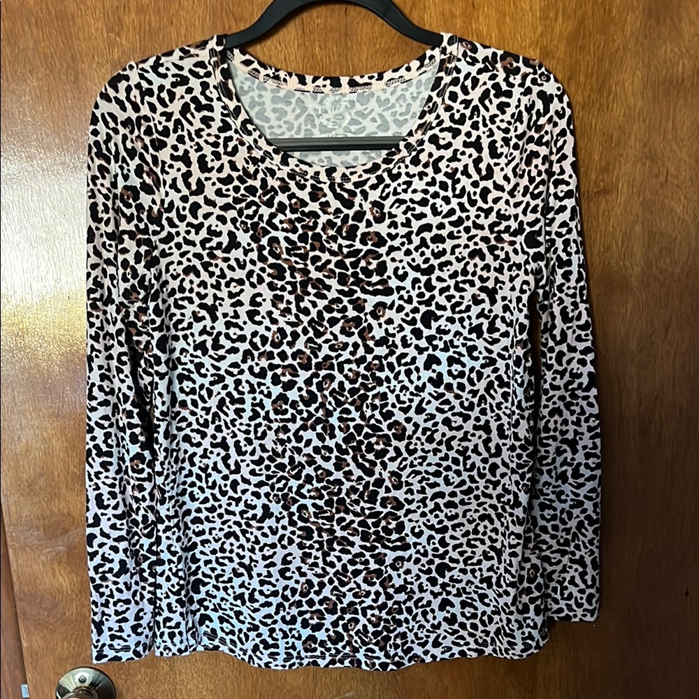 Maurices Brown and Cream Long Sleeve Blouse
